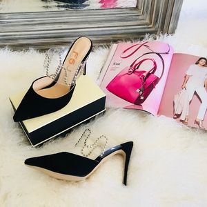 Sexy Suede Point Toe Sandals with Studs